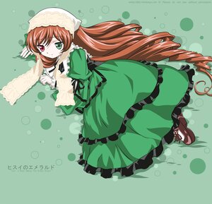 Rating: Safe Score: 0 Tags: 1girl brown_hair dress drill_hair frills full_body green_dress green_eyes hat head_scarf heterochromia image long_hair long_sleeves looking_at_viewer pantyhose polka_dot polka_dot_background red_eyes solo standing suiseiseki twin_drills very_long_hair User: admin