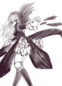 Rating: Safe Score: 0 Tags: 1girl dress frills greyscale hairband image lolita_fashion long_hair long_sleeves monochrome solo standing striped striped_legwear suigintou thighhighs vertical-striped_legwear vertical_stripes User: admin