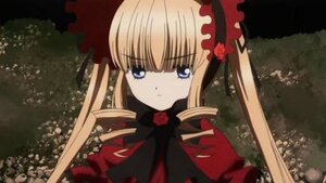 Rating: Safe Score: 0 Tags: 1girl blonde_hair blue_eyes bonnet bow dress flower image long_hair red_dress rose shinku solo tears twintails User: admin