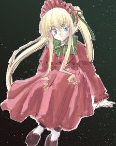 Rating: Safe Score: 0 Tags: 1girl auto_tagged black_background blonde_hair blue_eyes bow bowtie dress full_body green_bow green_neckwear image long_hair long_sleeves looking_at_viewer red_dress shinku shoes sidelocks solo standing twintails User: admin