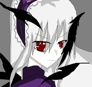 Rating: Safe Score: 0 Tags: 1girl bangs closed_mouth dress expressionless image looking_at_viewer red_eyes simple_background solo suigintou upper_body wings User: admin