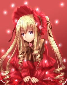 Rating: Safe Score: 0 Tags: 1girl blonde_hair blue_eyes bonnet bow capelet dress drill_hair expressionless flower image long_hair long_sleeves looking_at_viewer petals pink_flower pink_rose red_capelet red_dress ringlets rose rose_petals shinku solo twin_drills twintails User: admin