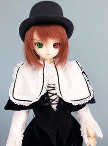 Rating: Safe Score: 0 Tags: 1girl bangs capelet closed_mouth doll dress expressionless frills green_eyes hat heterochromia long_sleeves looking_at_viewer red_eyes short_hair simple_background solo souseiseki standing User: admin