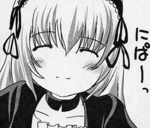 Rating: Safe Score: 0 Tags: 1girl blush choker closed_eyes closed_mouth greyscale hair_ribbon image long_hair monochrome ribbon simple_background solo suigintou white_background User: admin