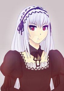 Rating: Safe Score: 0 Tags: 1girl bangs black_ribbon closed_mouth detached_collar dress frills grey_background hairband image juliet_sleeves long_hair long_sleeves looking_at_viewer puffy_sleeves red_eyes silver_hair simple_background solo suigintou upper_body User: admin