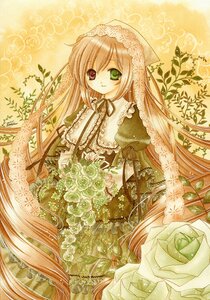 Rating: Safe Score: 0 Tags: 1girl asapon bouquet bow brown_hair commentary_request dress flower frills green_eyes green_flower green_rose hairband heterochromia holding image lace lolita_fashion long_hair long_sleeves looking_at_viewer ribbon rose rozen_maiden smile solo standing suiseiseki traditional_media very_long_hair watering_can yellow_flower User: admin