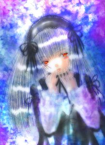 Rating: Safe Score: 0 Tags: 1girl bangs black_ribbon dress eyebrows_visible_through_hair frills hairband image long_hair long_sleeves looking_at_viewer red_eyes ribbon silver_hair solo suigintou upper_body User: admin