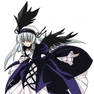 Rating: Safe Score: 0 Tags: 1girl black_wings cross-laced_clothes dress flower frills hairband image juliet_sleeves long_hair long_sleeves looking_at_viewer pink_eyes puffy_sleeves rose silver_hair simple_background solo suigintou white_background wings User: admin