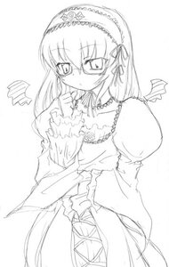 Rating: Safe Score: 0 Tags: 1girl bespectacled blush detached_collar dress flower frills glasses graphite_(medium) greyscale hairband headdress image long_hair long_sleeves looking_at_viewer monochrome nishino_hikoji ribbon rose rozen_maiden simple_background sketch solo suigintou traditional_media white_background User: admin