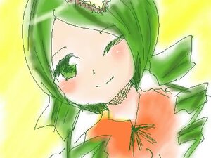 Rating: Safe Score: 0 Tags: 1girl blush bow green_bow green_eyes green_hair green_neckwear image kanaria leaf looking_at_viewer one_eye_closed portrait short_hair solo yellow_background User: admin