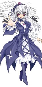 Rating: Safe Score: 0 Tags: 1girl black_wings boots dress flower frills full_body hairband image long_hair long_sleeves looking_at_viewer open_mouth outstretched_arm outstretched_hand pink_eyes purple_eyes silver_hair solo suigintou wings User: admin