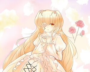 Rating: Safe Score: 0 Tags: 1girl blonde_hair blush boots cross-laced_footwear dress eyepatch flower frills image kirakishou long_hair pink_flower pink_rose rose solo thorns very_long_hair yellow_eyes User: admin