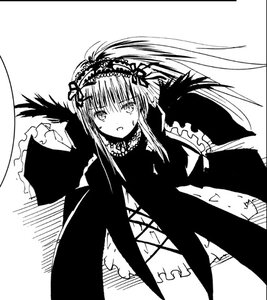 Rating: Safe Score: 0 Tags: 1girl dress frills greyscale hairband image lolita_hairband long_hair long_sleeves looking_at_viewer monochrome open_mouth ribbon simple_background solo suigintou very_long_hair white_background wings User: admin