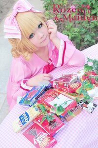 Rating: Safe Score: 0 Tags: 1girl blonde_hair blue_eyes bow cover dress drill_hair flower hair_bow hina_ichigo hinaichigo lips pink_bow pink_dress ribbon smile solo User: admin