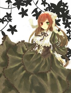 Rating: Safe Score: 0 Tags: 1girl black_ribbon brown_hair dress frills green_dress green_eyes heterochromia image leaf long_hair long_sleeves looking_at_viewer red_eyes ribbon solo suiseiseki twintails very_long_hair User: admin