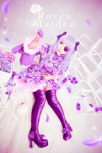 Rating: Safe Score: 0 Tags: 1girl boots dress flower high_heels long_hair lying multiple_cosplay petals purple_eyes purple_flower purple_rose purple_theme ribbon rose sitting solo tagme thigh_boots thighhighs User: admin