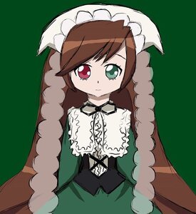 Rating: Safe Score: 0 Tags: 1girl black_ribbon brown_hair closed_mouth dress frills green_background green_dress green_eyes heterochromia image long_hair long_sleeves looking_at_viewer red_eyes simple_background solo suiseiseki very_long_hair User: admin