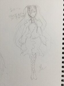 Rating: Safe Score: 0 Tags: 1girl boots detached_sleeves dress frills hair_ornament hatsune_miku image kirakishou long_hair looking_at_viewer monochrome sketch smile solo traditional_media twintails very_long_hair User: admin