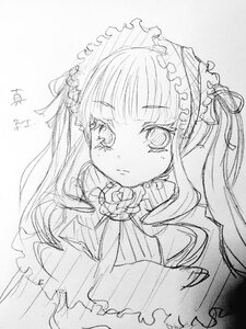 Rating: Safe Score: 0 Tags: 1girl bangs blush bonnet bow closed_mouth eyebrows_visible_through_hair flower greyscale hairband image lolita_fashion lolita_hairband long_hair looking_at_viewer monochrome rose shinku simple_background sketch solo tears traditional_media upper_body white_background User: admin