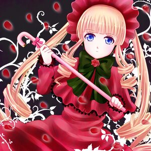 Rating: Safe Score: 0 Tags: 1girl blonde_hair blue_eyes bonnet bow bowtie dress drill_hair flower frills green_bow holding image long_hair long_sleeves looking_at_viewer petals pink_bow pink_flower red_dress rose rose_petals shinku solo twintails User: admin