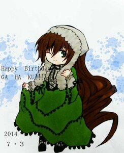 Rating: Safe Score: 0 Tags: 1girl brown_hair dress frills full_body green_dress green_eyes hat head_scarf image long_hair long_sleeves looking_at_viewer one_eye_closed pantyhose smile solo suiseiseki very_long_hair User: admin