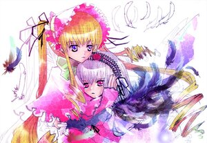 Rating: Safe Score: 0 Tags: 2girls bird black_wings blonde_hair dress feathers floating_hair flower frills hairband image long_hair long_sleeves looking_at_viewer multiple_girls pair parted_lips pink_eyes red_dress shinku silver_hair suigintou twintails very_long_hair wings User: admin