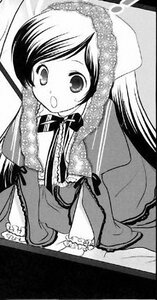 Rating: Safe Score: 0 Tags: 1girl :o dress frills greyscale image lace long_hair long_sleeves monochrome open_mouth ribbon simple_background solo suiseiseki User: admin