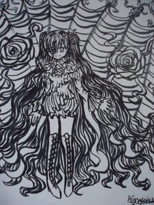 Rating: Safe Score: 0 Tags: 1girl absurdly_long_hair boots dress flower greyscale image kirakishou long_hair monochrome rose solo standing thighhighs traditional_media very_long_hair zettai_ryouiki User: admin