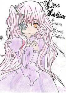 Rating: Safe Score: 0 Tags: 1girl bangs dress eyepatch flower frills image juliet_sleeves kaname_madoka kirakishou long_hair long_sleeves looking_at_viewer pink_hair rose smile solo traditional_media two_side_up ultimate_madoka very_long_hair white_flower yellow_eyes User: admin