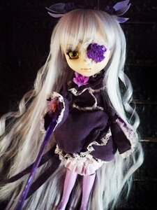 Rating: Safe Score: 0 Tags: 1girl barasuishou doll dress eyepatch flower frills long_hair long_sleeves rose solo very_long_hair yellow_eyes User: admin