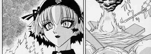 Rating: Safe Score: 0 Tags: 1boy 1girl bangs comic eyebrows_visible_through_hair greyscale hairband image looking_at_viewer monochrome open_mouth smile solo suigintou User: admin