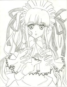 Rating: Safe Score: 0 Tags: 1girl auto_tagged blush dress drill_hair flower frills hair_ribbon image long_hair looking_at_viewer monochrome ribbon rose shinku solo traditional_media upper_body very_long_hair User: admin