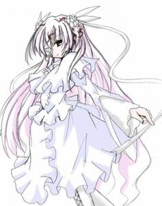 Rating: Safe Score: 0 Tags: 1girl dress flower frills hair_ornament image kirakishou long_hair long_sleeves looking_at_viewer monochrome simple_background solo striped very_long_hair white_background User: admin