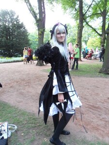 Rating: Safe Score: 0 Tags: blonde_hair boots day forest grass long_hair looking_at_viewer multiple_girls nature outdoors sitting solo standing suigintou tree User: admin