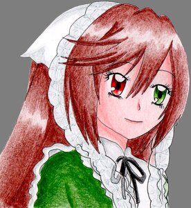 Rating: Safe Score: 0 Tags: 1girl black_neckwear braid brown_hair closed_mouth frills green_eyes heterochromia image looking_at_viewer neck_ribbon red_eyes red_hair ribbon short_hair simple_background smile solo solo_braid suiseiseki upper_body white_background User: admin