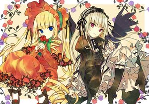 Rating: Safe Score: 0 Tags: 2girls blonde_hair blue_eyes boots dress drill_hair flower frills hairband image lolita_fashion long_hair long_sleeves looking_at_viewer multiple_girls pair red_flower red_rose rose shinku silver_hair sitting suigintou wings User: admin