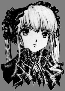 Rating: Safe Score: 0 Tags: 1girl greyscale image long_hair looking_at_viewer monochrome rose shinku simple_background solo suigintou upper_body white_background User: admin