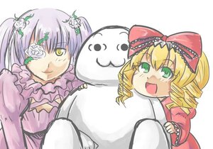 Rating: Safe Score: 0 Tags: 1boy 2girls blonde_hair bow dress drill_hair eyepatch frills green_eyes hina_ichigo hinaichigo image kanaria kirakishou multiple_girls pair pink_bow pink_dress ringlets shinku smile suigintou twin_drills yellow_eyes User: admin