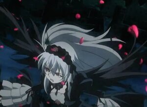 Rating: Safe Score: 0 Tags: 1girl bare_shoulders black_dress black_wings detached_collar dress flower frills image long_hair long_sleeves motion_blur petals rose silver_hair solo suigintou very_long_hair wings User: admin