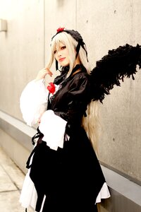 Rating: Safe Score: 0 Tags: 1girl black_dress blonde_hair dress frills hairband long_hair long_sleeves looking_at_viewer red_eyes solo standing suigintou wings User: admin