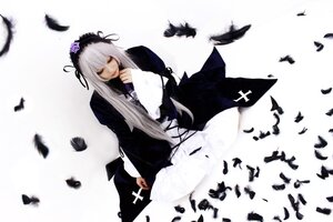 Rating: Safe Score: 0 Tags: 1girl bird black_feathers black_wings bug butterfly closed_eyes crow dove dress feathers flower frills hairband insect long_hair long_sleeves ribbon rose silver_hair sitting solo suigintou wings User: admin