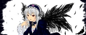 Rating: Safe Score: 0 Tags: 1girl bird black_feathers black_ribbon black_wings detached_collar dress feathered_wings feathers flower frilled_sleeves frills hairband image juliet_sleeves long_hair long_sleeves looking_at_viewer red_eyes ribbon rose silver_hair solo suigintou wings User: admin