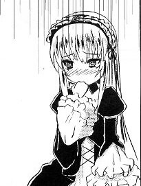 Rating: Safe Score: 0 Tags: 1girl blush dress eating food frills greyscale hairband holding image lolita_hairband long_hair long_sleeves looking_at_viewer monochrome simple_background solo suigintou upper_body white_background User: admin