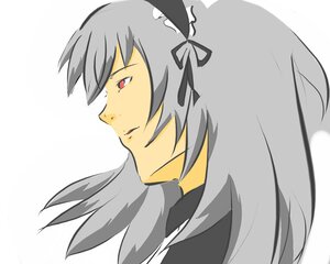 Rating: Safe Score: 0 Tags: 1girl face image portrait red_eyes ribbon silver_hair simple_background solo suigintou white_background User: admin