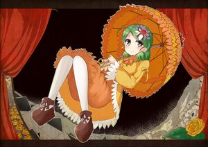 Rating: Safe Score: 0 Tags: 1girl blush curtains dress flower green_eyes green_hair hair_ornament holding_umbrella image kanaria long_sleeves orange_dress pantyhose parasol rain red_flower rose solo umbrella yellow_flower yellow_rose User: admin