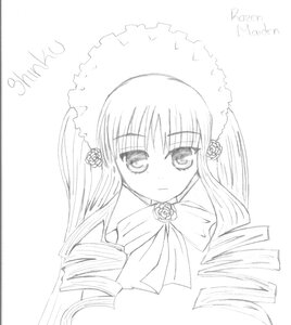 Rating: Safe Score: 0 Tags: 1girl blush bowtie drill_hair flower image long_hair looking_at_viewer monochrome ringlets rose shinku simple_background solo striped twin_drills upper_body vertical_stripes white_background User: admin