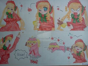 Rating: Safe Score: 0 Tags: 1girl blonde_hair blue_eyes blush_stickers bonnet bow dress frills image long_hair long_sleeves looking_at_viewer marker_(medium) open_mouth pink_bow red_dress shinku solo traditional_media twintails watercolor_(medium) User: admin