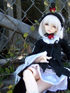 Rating: Safe Score: 0 Tags: 1girl apple blurry depth_of_field doll dress food fruit hairband long_hair long_sleeves looking_at_viewer red_eyes sitting solo suigintou white_hair User: admin
