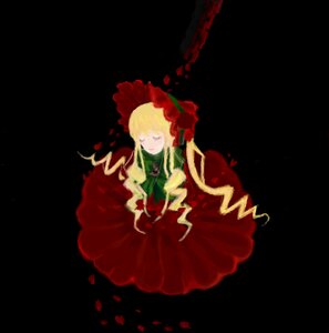 Rating: Safe Score: 0 Tags: 1girl blonde_hair bonnet closed_eyes dress flower image long_hair petals rose rose_petals shinku sitting solo User: admin