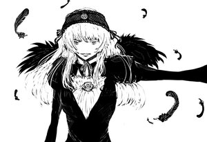 Rating: Safe Score: 0 Tags: 1girl auto_tagged bangs bird black_feathers black_wings dove dress eyebrows_visible_through_hair feathered_wings feathers flower greyscale hairband image long_hair long_sleeves looking_at_viewer monochrome rose simple_background solo suigintou upper_body white_background white_feathers wings User: admin